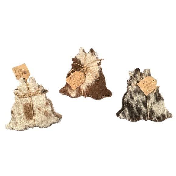 Real Cowhide Coasters 4pk - Picture 3 of 7